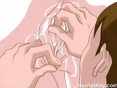 Грудастая хентай девка отсасывает и трахается с парнями на пляже