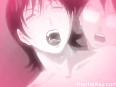 Грудастая хентай девка отсасывает и трахается с парнями на пляже