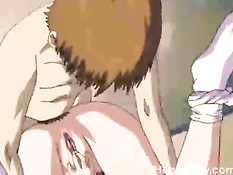 Очкастая хентай госпожа велела парню раздеться и вылизать киску