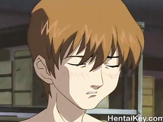 Очкастая хентай госпожа велела парню раздеться и вылизать киску