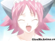 Хентай девка с красными волосами стонет насаживаясь на хуй парня