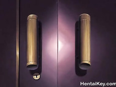 Хентай девушка сняла розовый халатик и занялась сексом с парнем