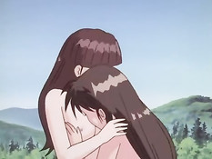 Хентай лесбиянки купаются в реке и занимаются сексом на берегу