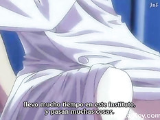 Очкастая хентай девка зашла к спящему парню и села на его член