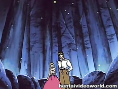 Хентай девка с большой грудью оттрахана на кровати в позе раком