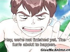 Хентай девушка отсасывает парню на поляне и садится на его член