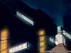 Красивая хентай блондиночка мастурбирует киску на полу в ванной