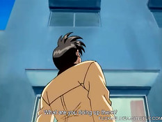 Красивая хентай блондиночка мастурбирует киску на полу в ванной