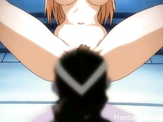 Злодей сосёт соски и вылизывает клитор связанной хентай девушке