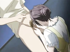 Парень облизал грудь сисястой хентай брюнетке и дал пососать хуй