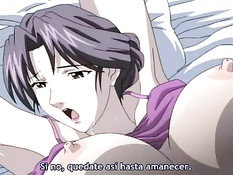 Парень облизал грудь сисястой хентай брюнетке и дал пососать хуй