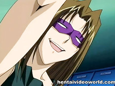 Парни в масках связали хентай девку и руками довели до оргазма