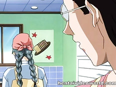 Парнишка на кухне в булочной оттрахал молодую хентай повариху