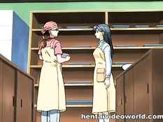 Парнишка на кухне в булочной оттрахал молодую хентай повариху