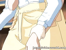 Парнишка на кухне в булочной оттрахал молодую хентай повариху