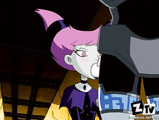 Робот сделал развратной хентай девушке двойное проникновение