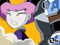 Робот сделал развратной хентай девушке двойное проникновение