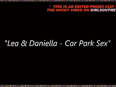 Две молодые грудастые лесбиянки занялись сексом на автостоянке