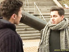 Двое молодых геев студентов в выходной день занимаются сексом