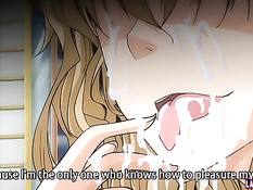 Светловолосая хентай девушка подрочила дяде член и села сверху