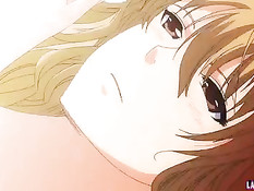 Светловолосая хентай девушка подрочила дяде член и села сверху