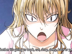 Светловолосая хентай девушка подрочила дяде член и села сверху