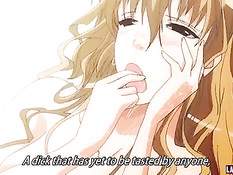 Светловолосая хентай девушка подрочила дяде член и села сверху