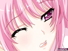 Аниме девка с розовыми волосами на кровати отсасывает в позе 69