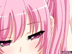 Аниме девка с розовыми волосами на кровати отсасывает в позе 69