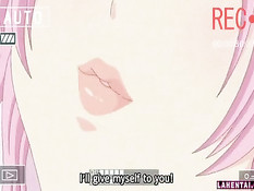 Аниме девка с розовыми волосами на кровати отсасывает в позе 69