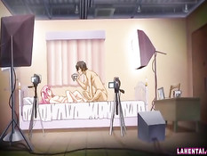 Аниме девка с розовыми волосами на кровати отсасывает в позе 69