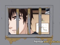 Заключённая хентай девушка с кляпом во рту подверглась насилию