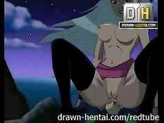 Аниме женщина отсасывает парню ночью на природе и даёт в анус