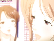 Парень отлизывает киски и ебётся с тремя сисястыми хентай девками