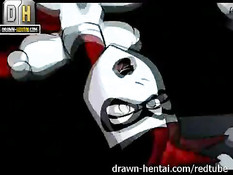 После отсоса Бэтмен отъебал и залил спермой злодейку Харли Квинн