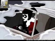 После отсоса Бэтмен отъебал и залил спермой злодейку Харли Квинн