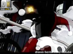 После отсоса Бэтмен отъебал и залил спермой злодейку Харли Квинн