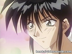 Парнишка занимается сексом с двумя влюблёнными аниме девками