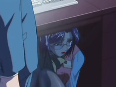 Похотливый босс трахает в кабинете грудастую сотрудницу в очках