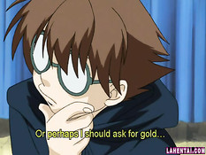 Развратная хентай дьяволица развела на секс молодого очкарика