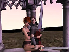 Рыжая эльфийская девка отсасывает член и ебётся в разных позах