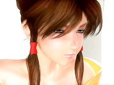 Грудастая 3D девчонка с хвостиками отсасывает и ебётся с парнем