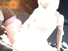 Монстр щупальцами оттрахал аниме девушку с розовыми волосами