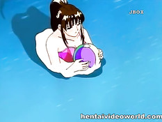 Обнажённую хентай девку под водой в море оттрахали вибратором
