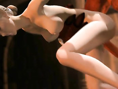 Здоровый монстр отлизывает киску и трахает аниме девушку в киску