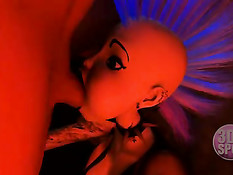 3D девчонка панк в подворотне отсасывает очень длинный пенис