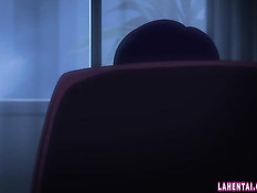 Светловолосая хентай девчонка ночью прыгает на члене очкарика