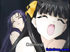 Три обнажённые хентай лесбиянки решили попробовать страпоном