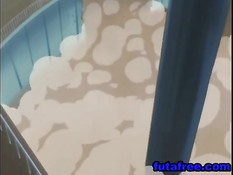 Три обнажённые хентай лесбиянки решили попробовать страпоном