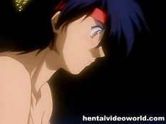 Аниме пара занимается сексом на плывущей лодке под фейерверком